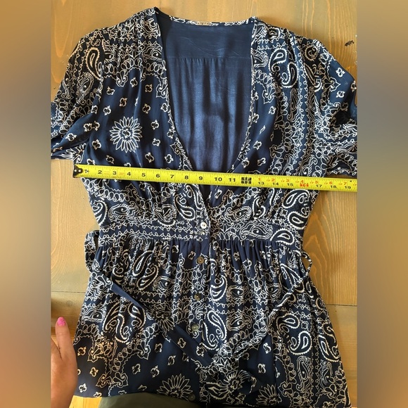 Chan Luu Navy and White Paisley Long Sleeve Dress Size Small - Picture 7 of 12